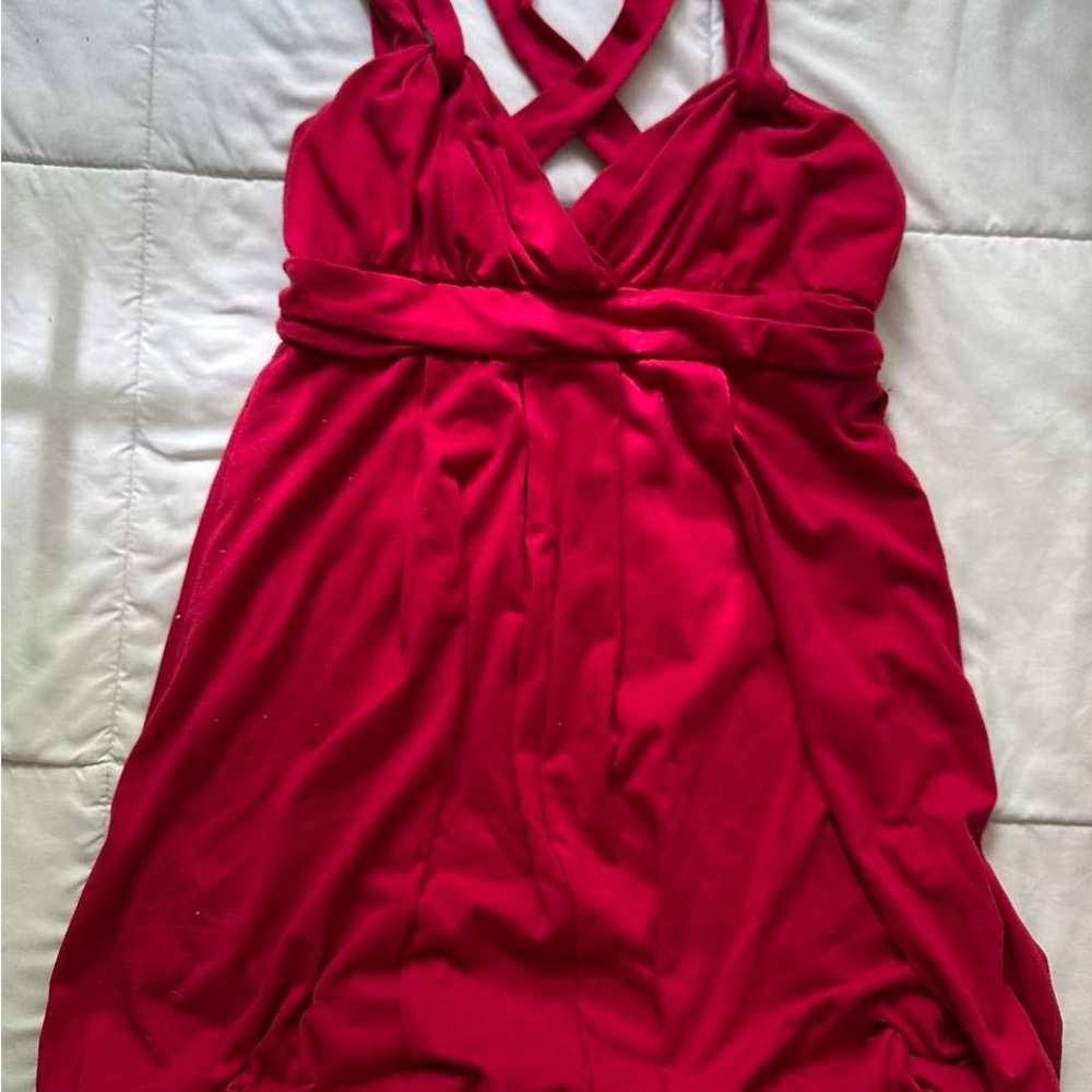 Wet Seal Women’s Red Crisscross Strap Bubble Dress